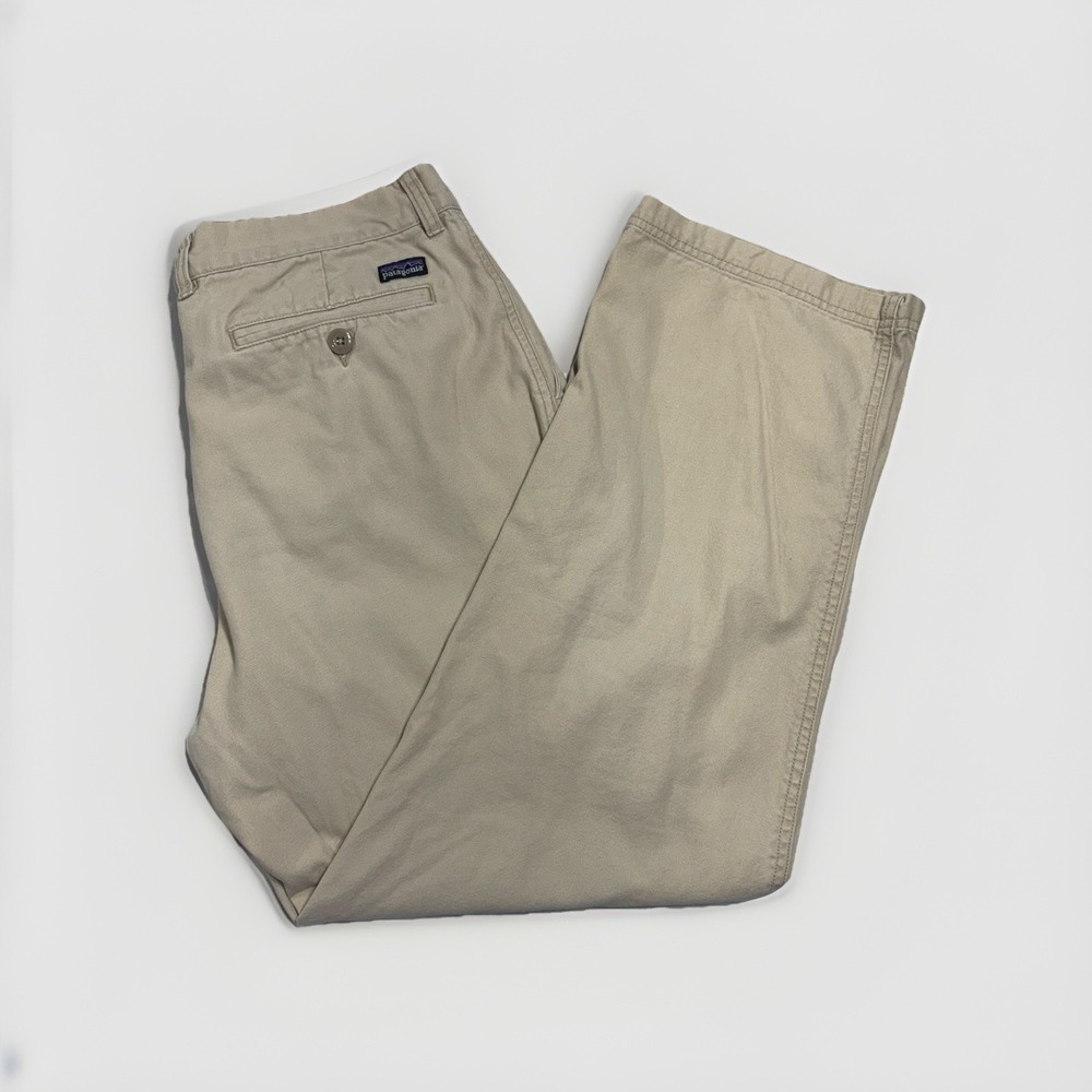 Patagonia Duck Pants Men 35 Beige Chino Canvas Straight Leg Organic Cotton 56821